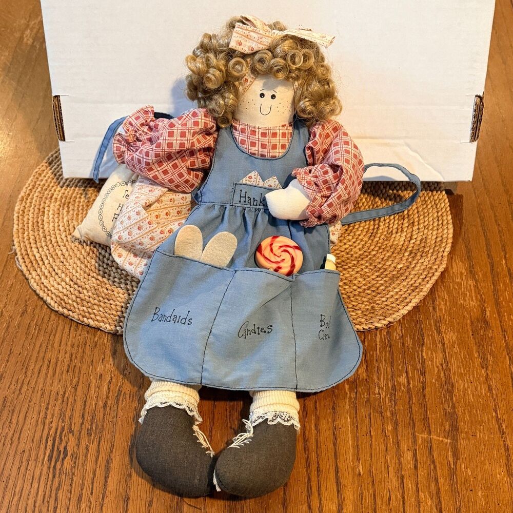 Mom's Fix It Shop Rag Doll 18" Country Cloth Boo Boo Comfort Folk Art Apron